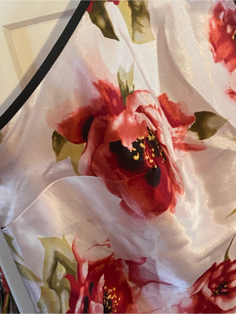 Valerie Stevens floral red roses pink Satin lace trim Coquette lingerie nightie - Picture 8 of 9